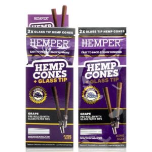 HEMPER HEMP KING SIZE CONES + GLASS TIP 2PK / BOX