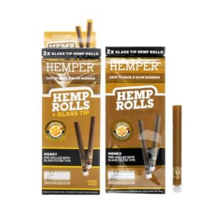 HEMPER HEMP KING SIZE ROLLS + GLASS TIPS 2PK